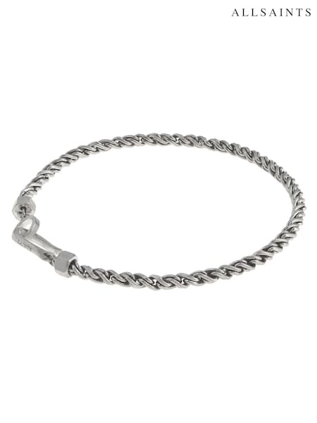 AllSaints Silver Tone Mens Rope Chain Bracelet (H41104) | £49