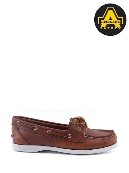 Amblers Safety Authentic 1 Eye Boat Brown Shoes (H41115) | £100