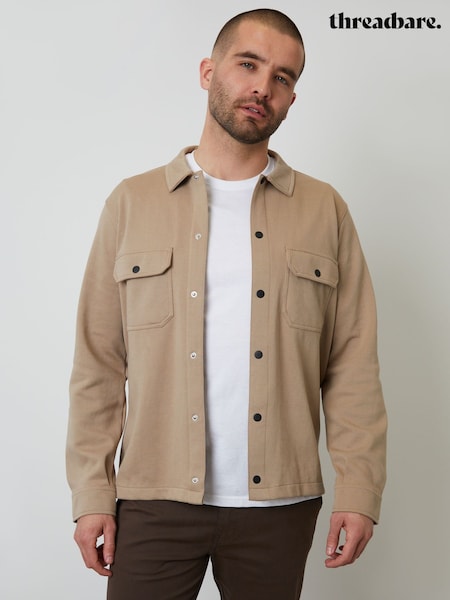 Threadbare Natural Pique Popper Fastening Shacket (H41157) | £30