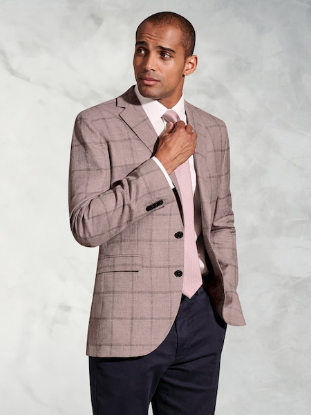 Brook Taverner Purple Windowpane Linen Blend Jacket (H41307) | £149
