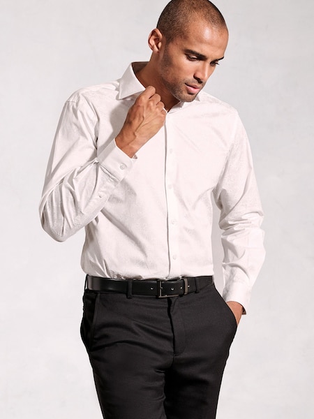 Brook Taverner White Ocassion Floral Print Long Sleeve Shirt (H41340) | £50