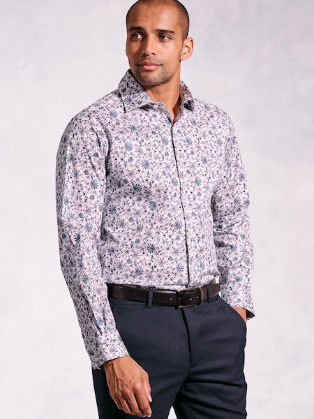 Brook Taverner Pink Ocassion Ornate Floral Print Long Sleeve Shirt (H41349) | £50