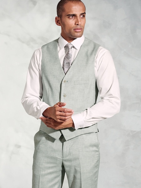 Brook Taverner Green Textured Occasion Suit Waistcoat (H41360) | £50