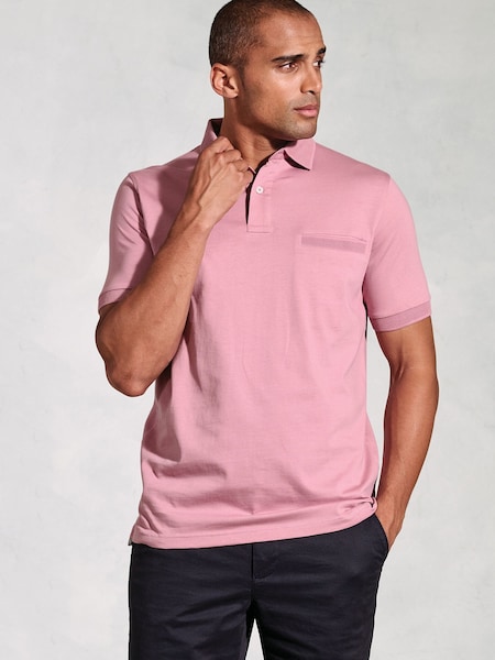 Brook Taverner Pink Jersey 100% Cotton Polo Shirt (H41415) | £50
