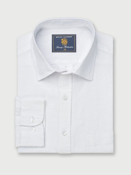 Brook Taverner White Pure 100% Linen Shirt (H41430) | £60