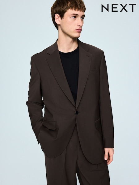 Brown Loose Fit Wool Blend Suit Jacket (H41457) | £110