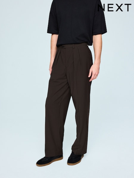 Brown Loose Fit Wool Blend Suit Trousers (H41458) | £59