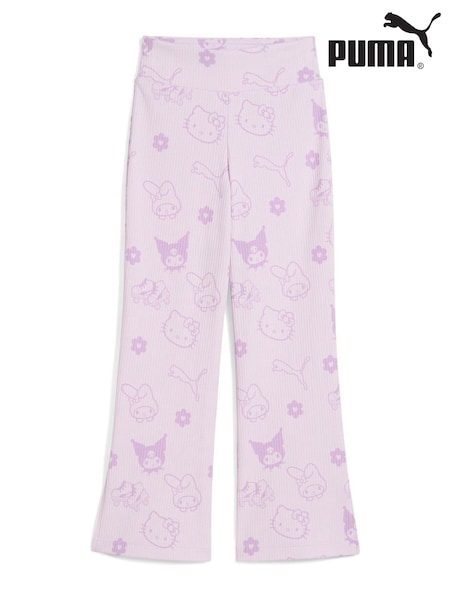 Puma Purple X Hello Kitty And Friends Kids Ribbed Flared Leggings (H41492) | £40