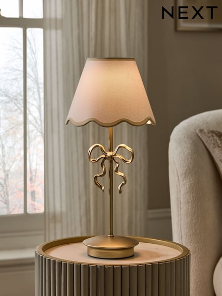 Brass Bow Rechargeable Wireless Table Lamp (H41683) | £50