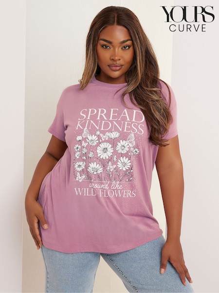 Yours Curve Pink Kindness Placement T-Shirt (H41697) | £0