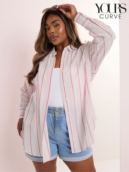 Yours Curve Pink Long Sleeve Shirt (H41734) | £0