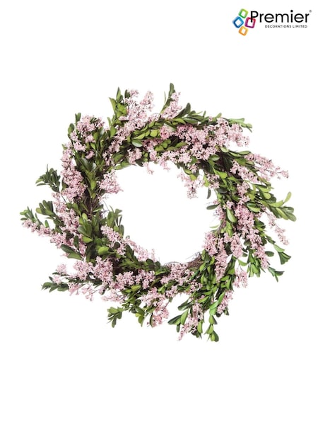 Premier Decorations Ltd 35cm Dried Pink Buxus Leaf Wreath (H41735) | £24