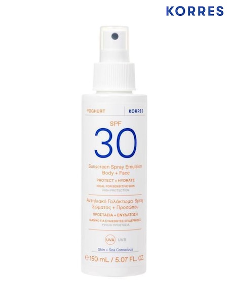 Korres Yoghurt Spray Emulsion Body + Face Sunscreen SPF30 150ml (H41763) | £26