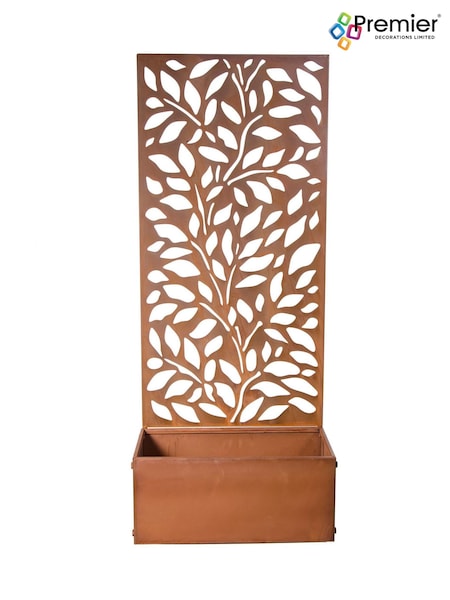 Premier Decorations Ltd Brown Patina Screen Leaves Design Planter (H41776) | £48