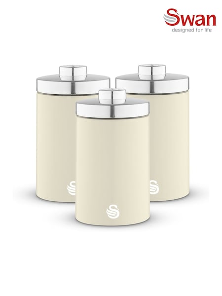 Swan Set of 3 Cream Townhouse Canisters (H41795) | £27