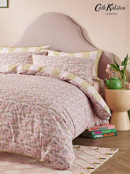 Cath Kidston Pink Tiny Town 180 Thread Count Duvet Cover and Pillowcase Set (H41814) | £45 - £80