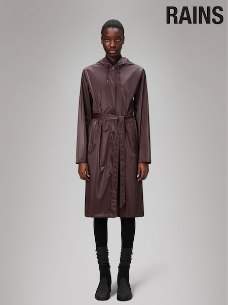 Rains Red Waterproof A-Line Long Jacket (H41880) | £119