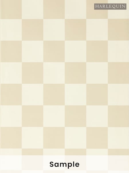 Harlequin Oatmeal Blenets Check Atlantic Chocolate Wallpaper Sample (H41883) | £1