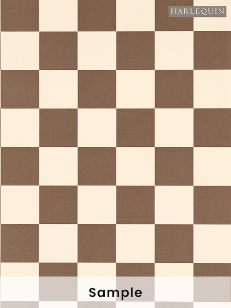 Harlequin Chocolate Brown Blenets Check Atlantic Chocolate Wallpaper Sample (H41887) | £1