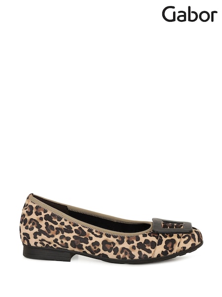Gabor Natural Leopard Print Leather Shoes (H41920) | £100