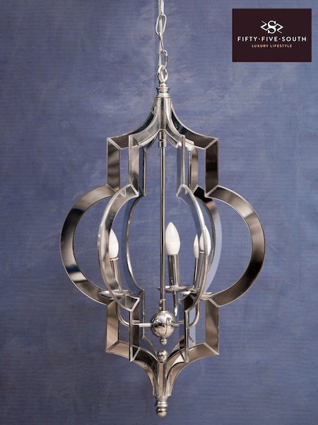 Fifty Five South Silver Kensington Townhouse Moorish Pendant Ceiling Light (H41994) | £615