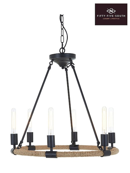 Fifty Five South Black Hampstead 6 Bulb Chandelier (H41997) | £345