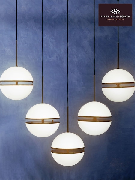 Fifty Five South Matte Black Abira 5 Ball Pendant Ceiling Light (H41999) | £785