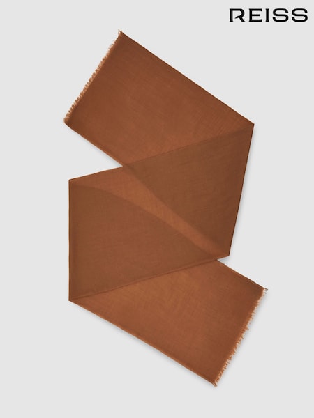 Reiss Camel Heidi Wool-Cashmere Lightweight Scarf (H42056) | £98