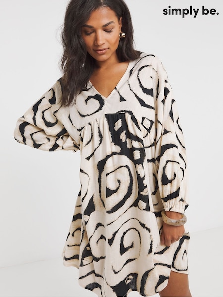 Simply Be Natural Printed Smock Dress (H42063) | £39