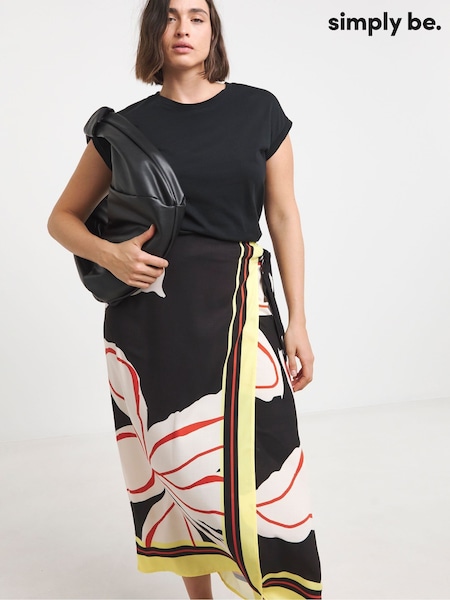 Simply Be Black Knot Detail Midaxi Skirt (H42080) | £36