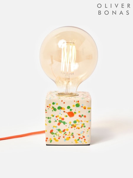 Oliver Bonas Multi Splatter Ceramic Open Bulb Desk and Table Lamp (H42163) | £45