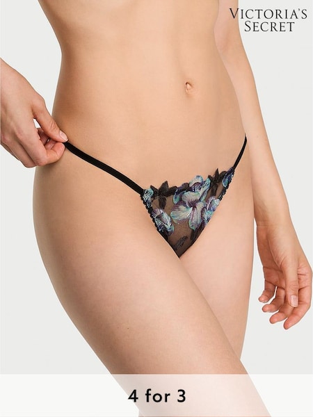 Victoria's Secret Electric Blue G-String Orchid Embroidery Knickers (H42282) | £25