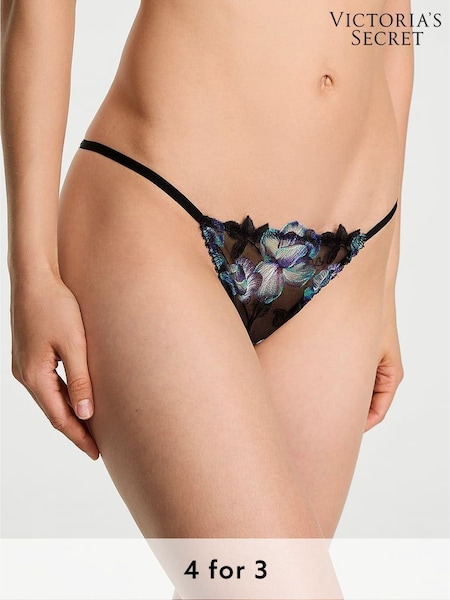 Victoria's Secret Electric Blue Orchid Embroidery Open Back Knickers (H42284) | £25