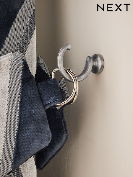 2 Pack Brushed Silver Curtain Tieback Hooks (H42344) | £6