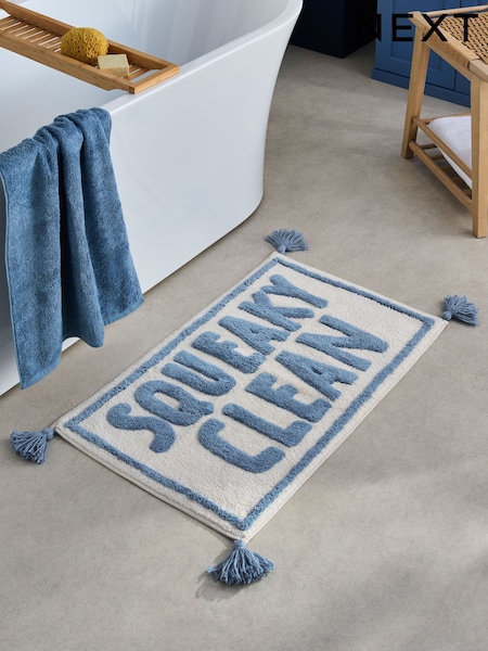 Blue Squeaky Clean Slogan Bath Mat (H42372) | £16