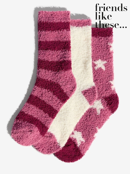 Friends Like These Purple Star Cosy Slipper Socks 3 Pack (H42380) | £10