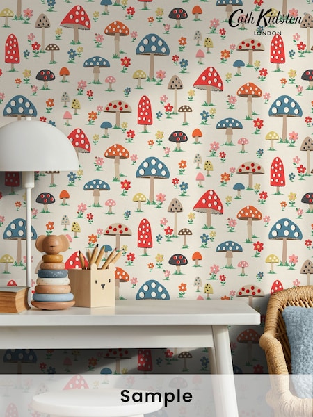 Cath Kidston Red Mushrooms A4 Wallpaper Sample (H42389) | £1