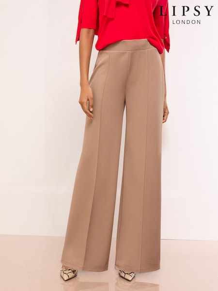 Lipsy Camel High Waist Wide Leg Trousers (H42607) | £32