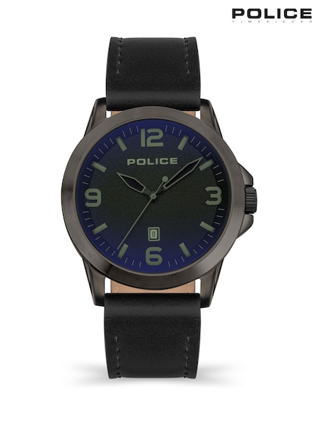 Police Cliff Gun Leather Strap Black Watch (H42660) | £70