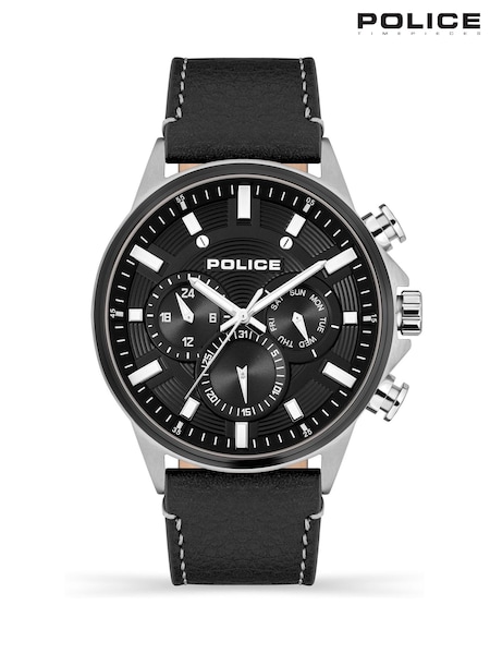 Police Kismet SS Multi Dial Leather Strap Black Watch (H42666) | £100