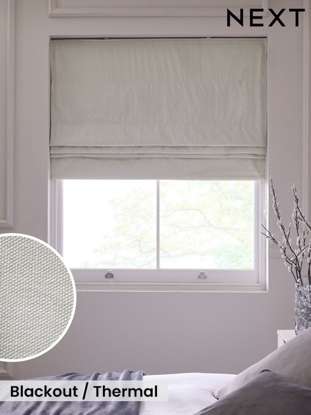 Grey Light Ready Made Blackout/Thermal Cotton Roman Blinds (H42679) | £40 - £95