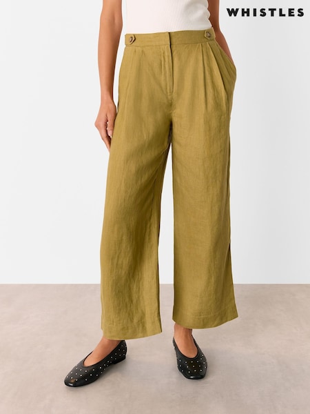 Whistles Green Millie 100% Linen Trousers (H42729) | £109