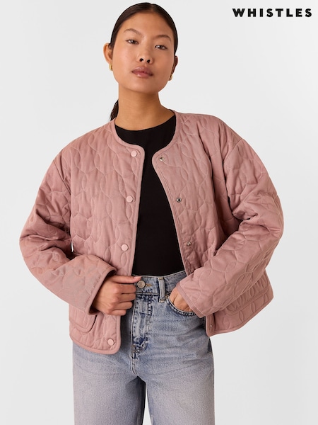 Whistles Pink Petite Maya Cotton Quilted Jacket (H42733) | £129
