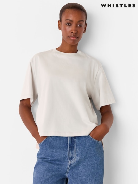 Whistles Cream Relaxed 100% Cotton T-Shirt (H42737) | £45