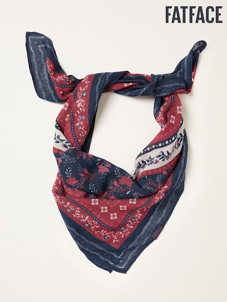 FatFace Burgundy Red Floral Print Hair Scarf (H42785) | £14.50