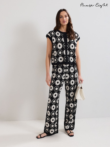 Phase Eight Black 100% Cotton Maggie Knit Trousers (H42815) | £119