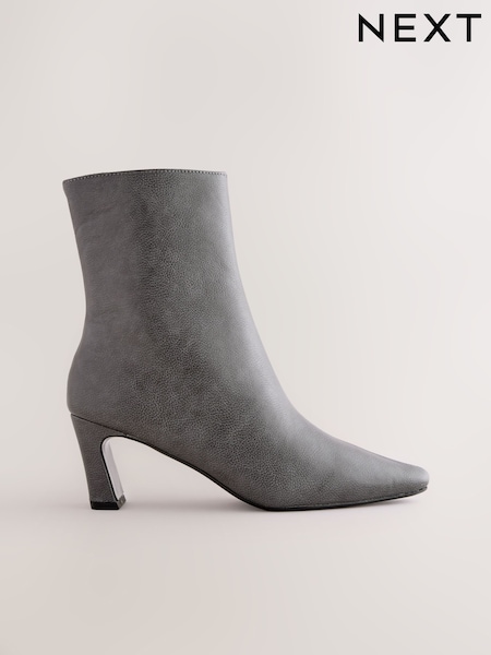 Grey Forever Comfort® Chisel Toe Heeled Ankle Boots (H42844) | £49