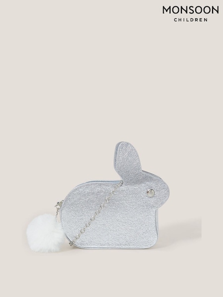 Monsoon Silver Faux Fur Pom Pom Bunny Bag (H42859) | £15
