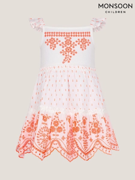 Monsoon Orange Baby Broderie Tiered Sundress (H42864) | £30 - £34