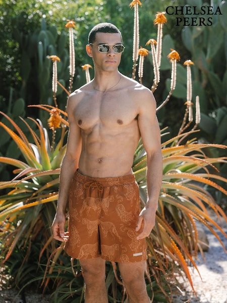 Chelsea Peers Brown Flamingo Print Swim Shorts (H42905) | £40